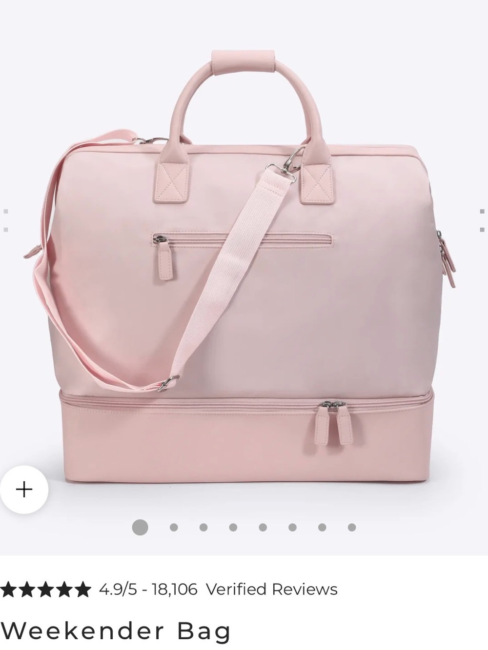 Nobl Women's Pink Weekender Travel Bag with Removable Strap
